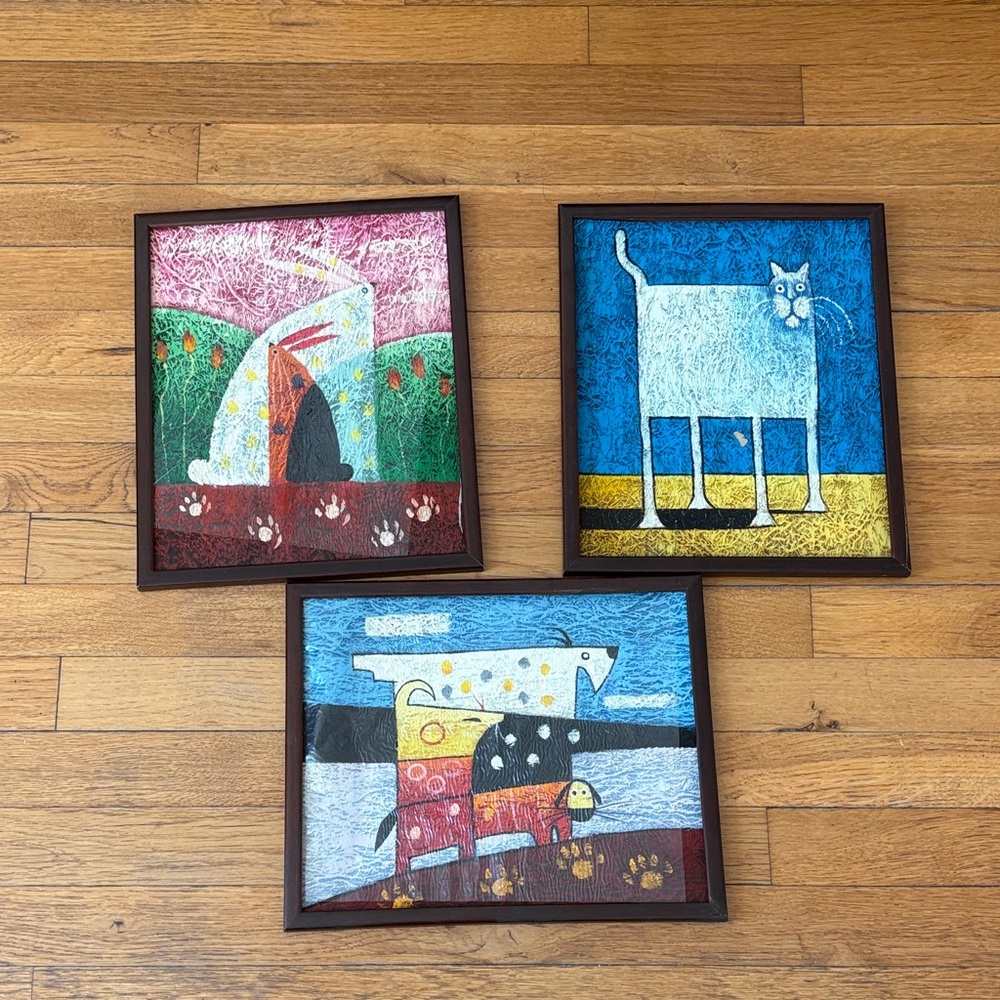 Colorful Framed Animal Art Set